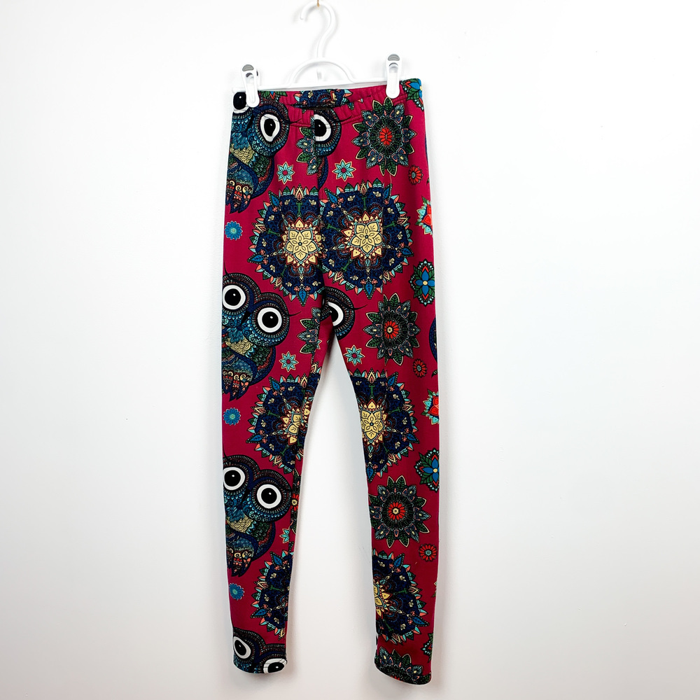 Just Cozy Pink & Blue Owl Patterned Leggings